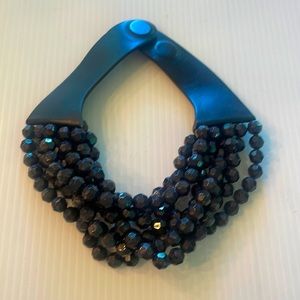 Fairchild Baldwin black faceted bead and leather necklace